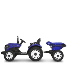Детский электромобиль M 6260 EBLR-4 (24V) трактор с прицепом, мягкое сиденье, синий фото 16