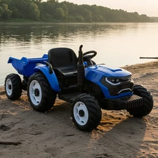 Детский электромобиль M 6260 EBLR-4 (24V) трактор с прицепом, мягкое сиденье, синий купить