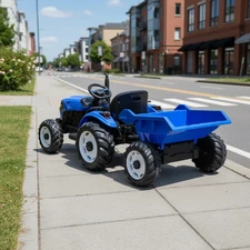 Детский электромобиль M 6260 EBLR-4 (24V) трактор с прицепом, мягкое сиденье, синий фото 37