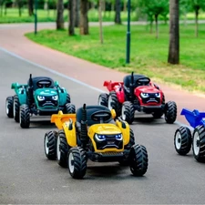 Детский электромобиль M 6260 EBLR-4 (24V) трактор с прицепом, мягкое сиденье, синий фото 54