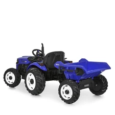 Детский электромобиль M 6260 EBLR-4 (24V) трактор с прицепом, мягкое сиденье, синий фото 92