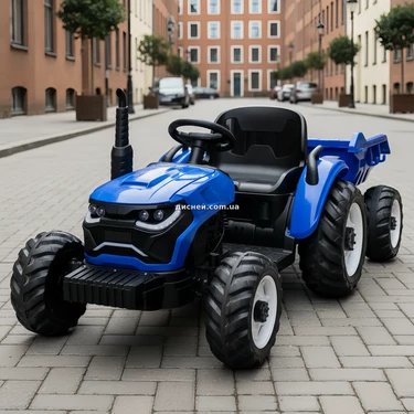 Детский электромобиль M 6260 EBLR-4 (24V) трактор с прицепом, мягкое сиденье, синий