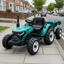 Детский электромобиль M 6260 EBLR-5 (24V) трактор с прицепом, мягкое сиденье, зеленый