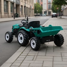 Детский электромобиль M 6260 EBLR-5 (24V) трактор с прицепом, мягкое сиденье, зеленый фото 37