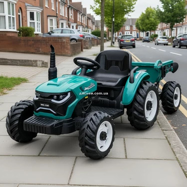 Детский электромобиль M 6260 EBLR-5 (24V) трактор с прицепом, мягкое сиденье, зеленый