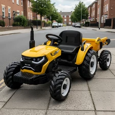 Детский электромобиль M 6260 EBLR-6 (24V) трактор с прицепом, мягкое сиденье, желтый