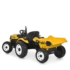 Детский электромобиль M 6260 EBLR-6 (24V) трактор с прицепом, мягкое сиденье, желтый фото 86