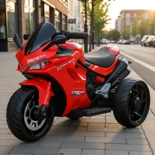 Детский мотоцикл на аккумуляторе M 6266 EL-3 красный, два мотора