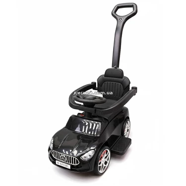 Детская каталка - толокар M 6255 EL-2 Mercedes, с родительской ручкой, черная