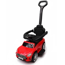 Детская каталка - толокар M 6255 EL-3 Mercedes, с родительской ручкой, красная