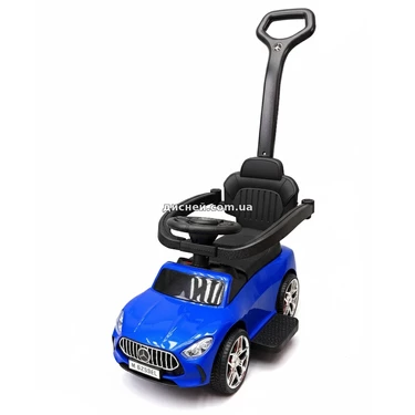 Детская каталка - толокар M 6255 EL-4 с ручкой, Mercedes, синяя