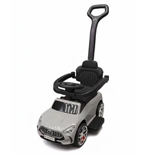 Детская каталка - толокар M 6255 EL-11 Mercedes, с родительской ручкой, серая