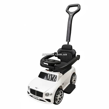 Каталка - толокар M 6252 EL-1 Bentley с ручкой, мягкое сиденье, белая