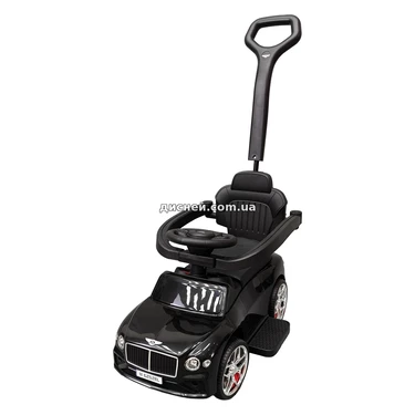 Каталка - толокар M 6252 EL-2 Bentley с ручкой, мягкое сиденье, черная