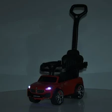 Каталка - толокар M 6253 EL-2 с родительской ручкой, BMW, черная фото 41