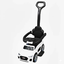Детская каталка - толокар M 6254 EL-1 белая, Audi, родительская ручка