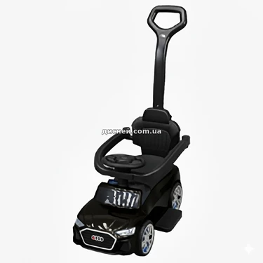 Детская каталка - толокар M 6254 EL-2 черная, Audi, родительская ручка