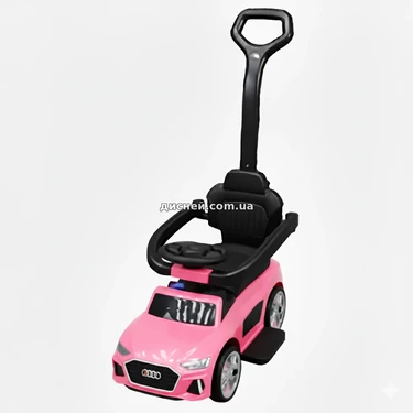 Детская каталка - толокар M 6254 EL-8 Audi, родительская ручка, розовая