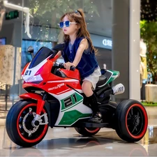 Детский мотоцикл M 6264 EL-2 черный, два мотора, три колеса купить