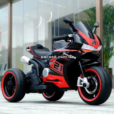 Детский мотоцикл M 6264 EL-2 черный, два мотора, три колеса