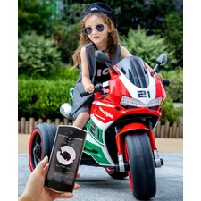 Детский мотоцикл M 6264 EL-3 красный, два мотора, три колеса фото 11