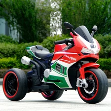 Детский мотоцикл M 6264 EL-3 красный, два мотора, три колеса купить