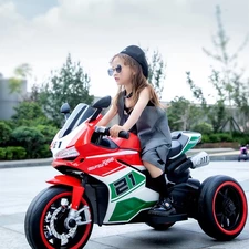 Детский мотоцикл M 6264 EL-3 красный, два мотора, три колеса фото 41