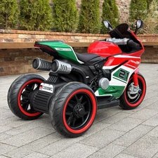 Детский мотоцикл M 6264 EL-3 красный, два мотора, три колеса фото 63