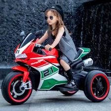 Детский мотоцикл M 6264 EL-3 красный, два мотора, три колеса фото 86