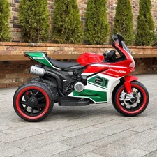 Детский мотоцикл M 6264 EL-3 красный, два мотора, три колеса фото 92