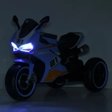 Мотоцикл для детей M 6264 EL-4 синий, три колеса, два двигателя фото 31