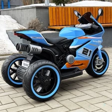 Мотоцикл для детей M 6264 EL-4 синий, три колеса, два двигателя фото 37