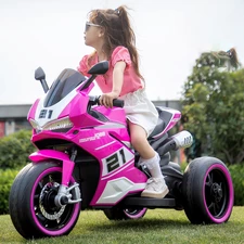 Мотоцикл для девочки M 6264 EL-8 розовый, три колеса, два двигателя купить