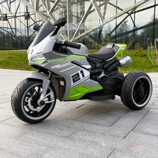 Детский мотоцикл на аккумуляторе M 6264 EL-11 серый, три колеса, два двигателя фото 14