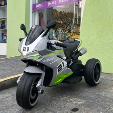 Детский мотоцикл на аккумуляторе M 6264 EL-11 серый, три колеса, два двигателя фото 54