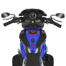 Детский мотоцикл на аккумуляторе M 6263 EL-4 синий, кожаное сиденье, 2 мотора фото 11