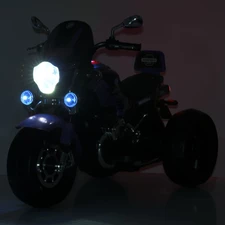 Детский мотоцикл на аккумуляторе M 6263 EL-4 синий, кожаное сиденье, 2 мотора фото 92