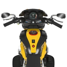 Детский мотоцикл на аккумуляторе M 6263 EL-6 желтый, кожаное сиденье, 2 мотора фото 31