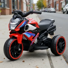 Детский мотоцикл M 6262 EL-3 красный, два мотора, музыка, Bluetooth, свет
