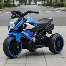 Детский мотоцикл M 6262 EL-4 синий, два мотора, музыка, Bluetooth, свет