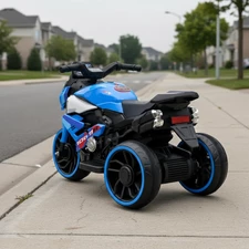 Детский мотоцикл M 6262 EL-4 синий, два мотора, музыка, Bluetooth, свет фото 14