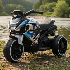 Детский мотоцикл на аккумуляторе M 6262 EL-11 серый, музыка, Bluetooth, свет