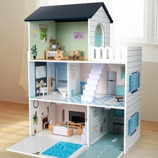 Кукольный домик MD 0748 деревянная игрушка, три этажа, мебель фото 14