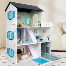 Кукольный домик MD 0748 деревянная игрушка, три этажа, мебель купить