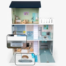 Кукольный домик MD 0748 деревянная игрушка, три этажа, мебель фото 37