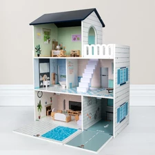 Кукольный домик MD 0748 деревянная игрушка, три этажа, мебель фото 54