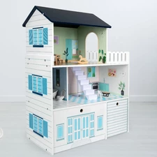 Кукольный домик MD 0748 деревянная игрушка, три этажа, мебель фото 63