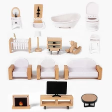 Кукольный домик MD 0748 деревянная игрушка, три этажа, мебель фото 71