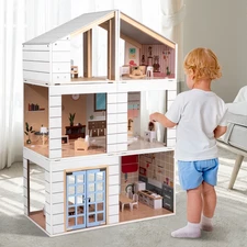 Деревянный кукольный домик MD 0750, три этажа, мебель фото 14