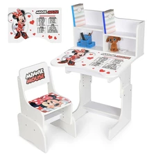 Детская парта N 2071-22-1 со стульчиком, регулируется высота, Минни Маус, белая